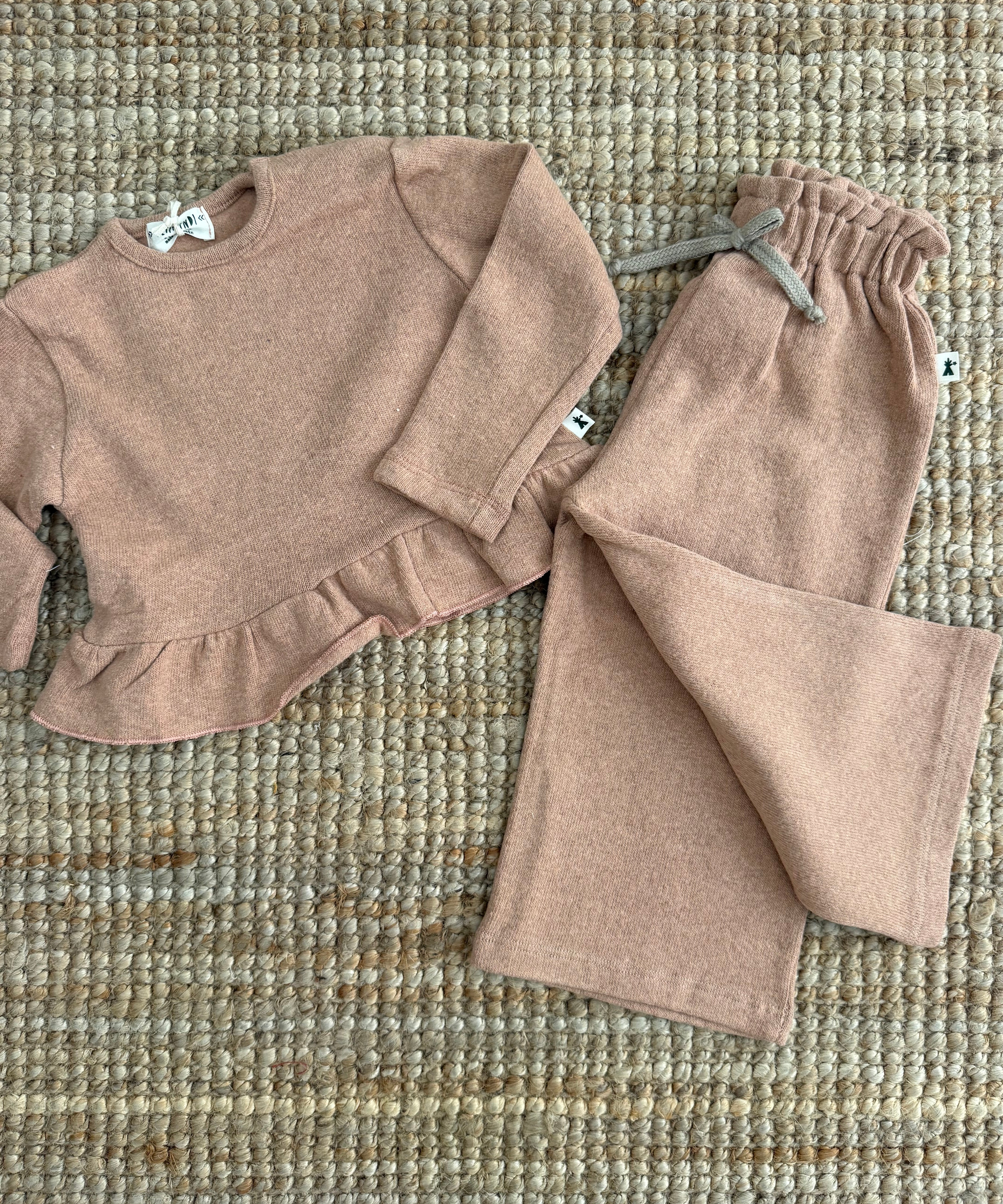 Completo in maglina rosa pantalone palazzo BK4603 BK5503 Petit Indi