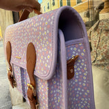 Borsa cartella grande con tracolla lilla con fiorellini Naj-Oleari