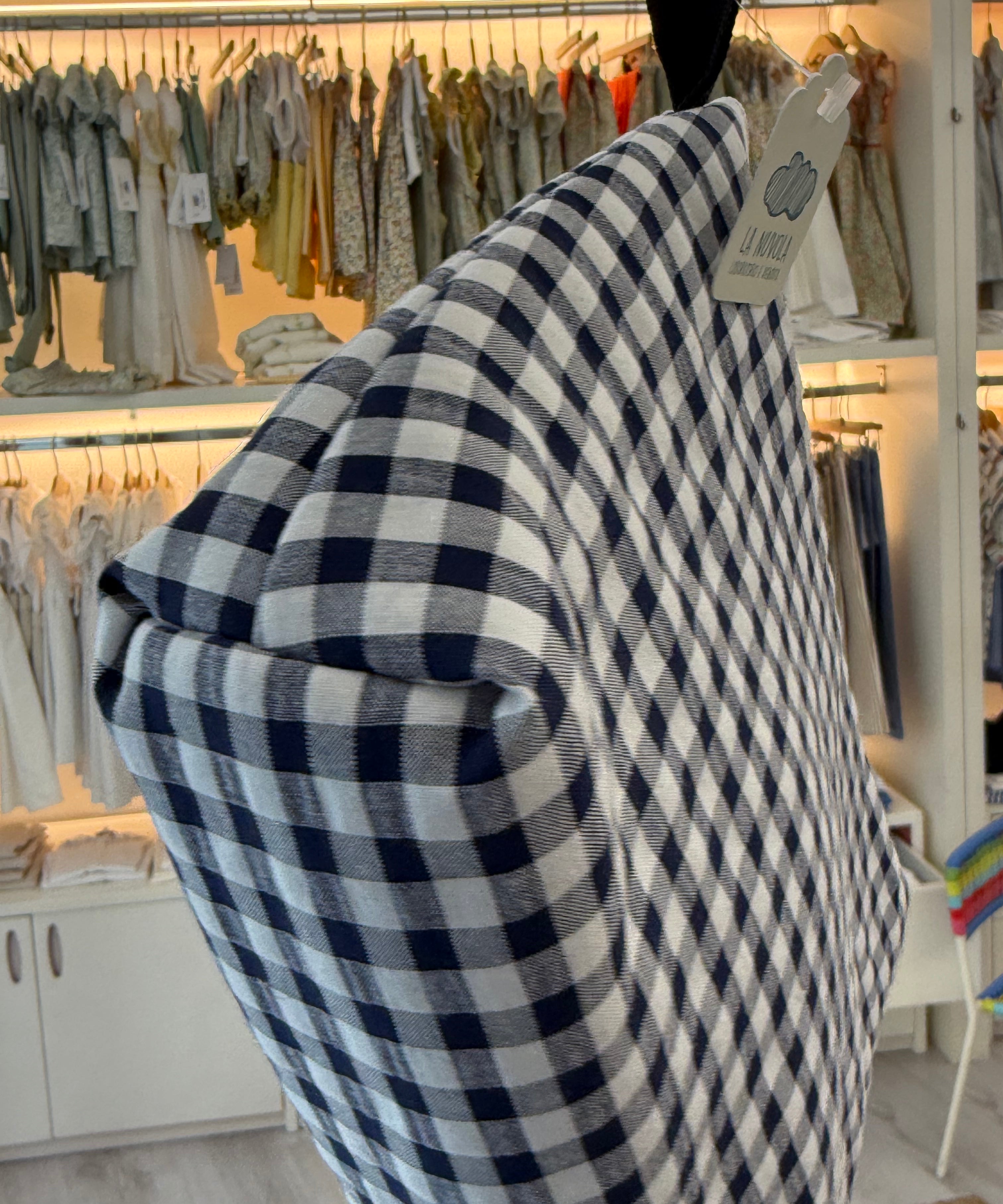 Pochette LAB vichy bianco e blu