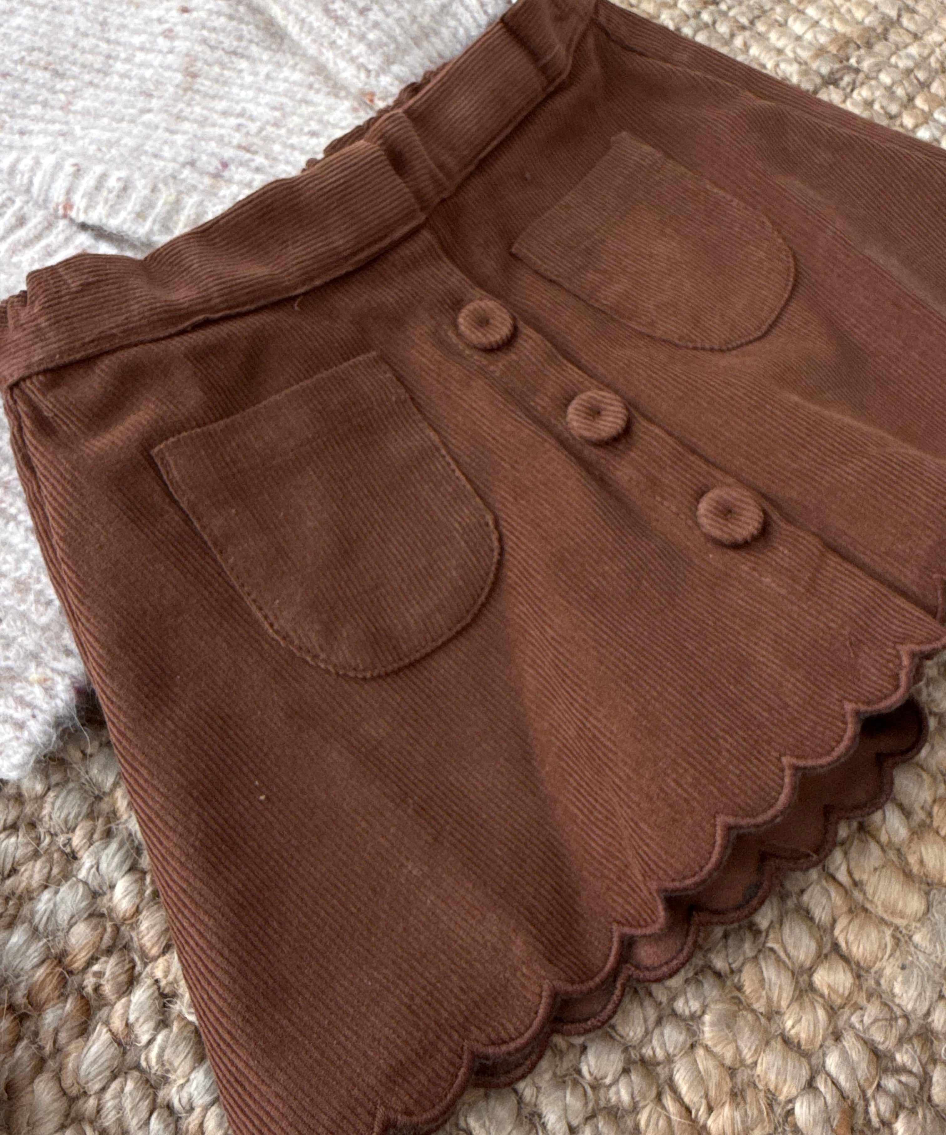 Gonna pantalone velluto millerighe cioccolato con cappe DK313 DrKid