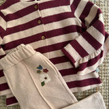 Completo rigoni rosa e bordeaux e pantalone ricamo 138409 138307 Time to Bloom