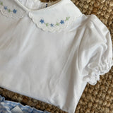 Polo con ricamo fiori azzurro Malvi & Co S26I118CAJJ