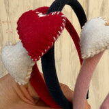 LAB headband covered in velvet with semi-rigid bow in matching tones