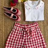 Shorts quadri grandi rosso e bianco Malvi & Co S26M031SHQB