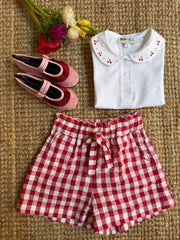 Shorts quadri grandi rosso e bianco Malvi & Co S26M031SHQB