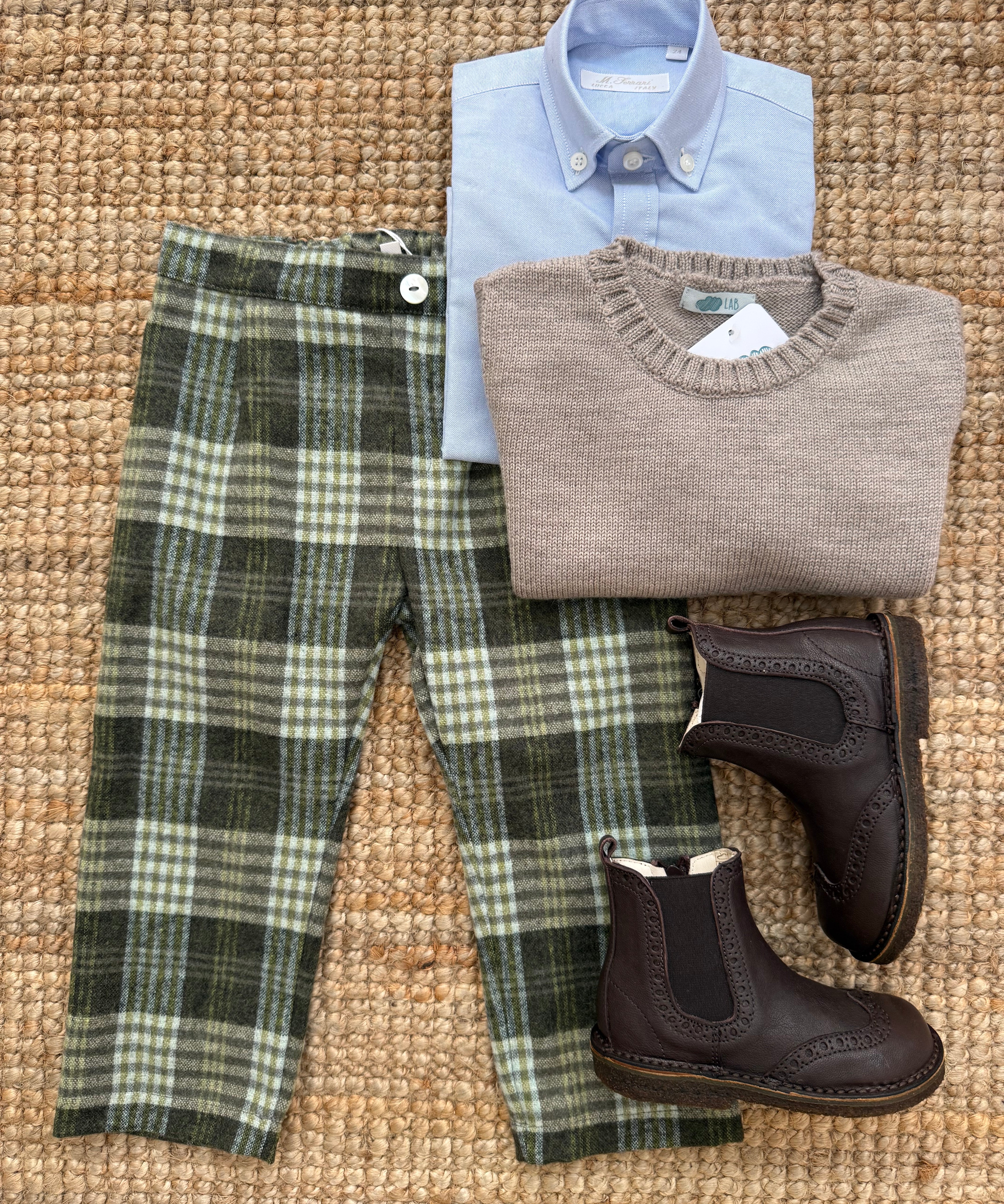 Pantalone con pences tartan verde Mariella Ferrari PTG7