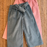 Pantalone palazzo velluto a coste petrolio con cintura nodo 5320 Pepecè