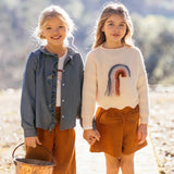 Camicetta Magil denim con rouches IN26044