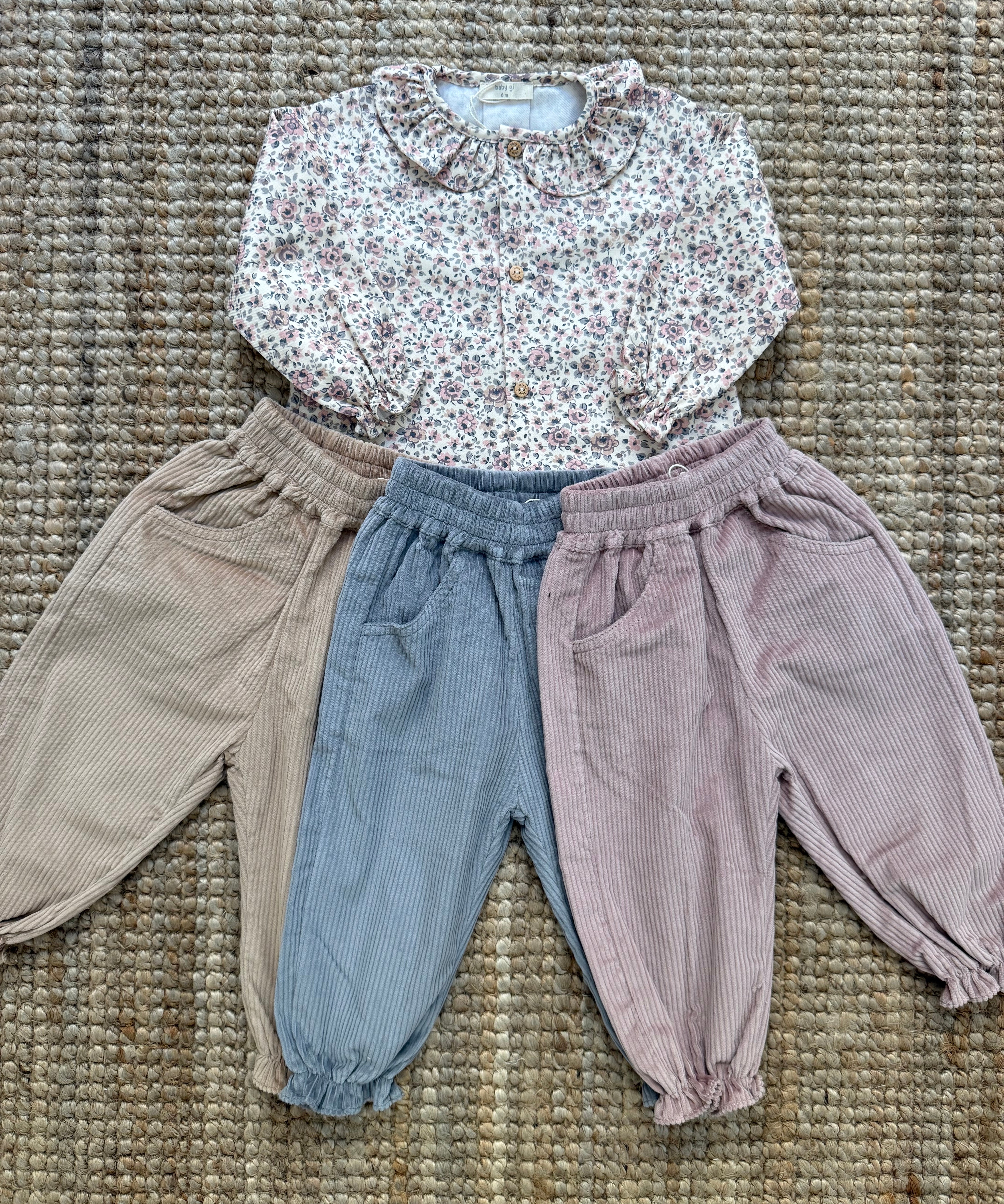 Pantalone in velluto a coste con orlo rouches CAS89G BabyGi
