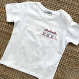 T-shirt girocollo bianco ricamo cabine DK40