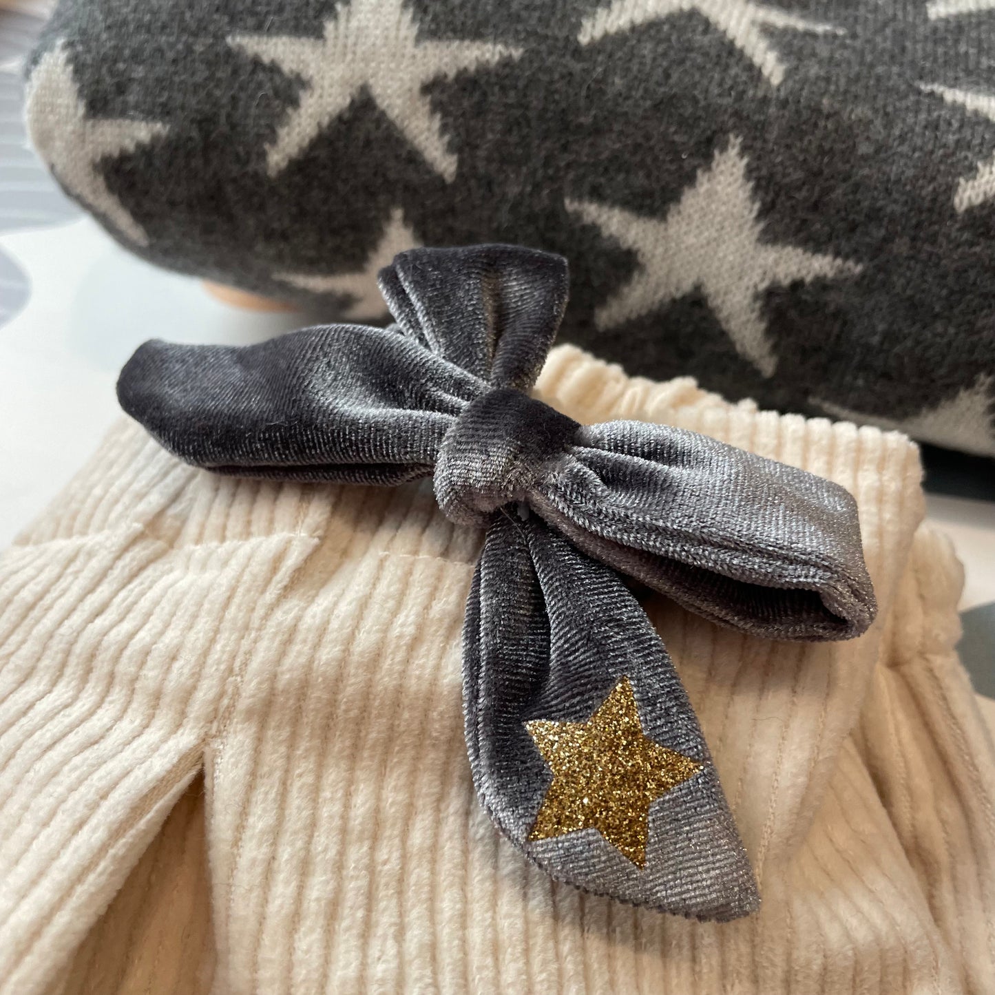 Maglioncino LAB grigio misto cashmere stelle latte art 745