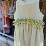 Abito LAB righina giallo e bianco con frill fiorellini