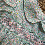 Abito fantasia fiorellini con ricamo smock con bloomers Malvi & Co S26I105VECPR