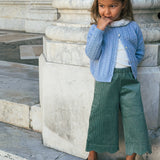Pantalone palazzo con cappe velluto a coste verde La Mascot 562108362