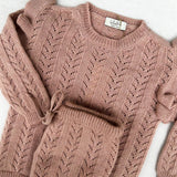 Newborn broken set in powder pink with perforated cashmere blend FW22LU24GROV + FW19LU24PATR