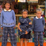 Abito tartan blu con cintura in velluto Malvi F26M014VERS
