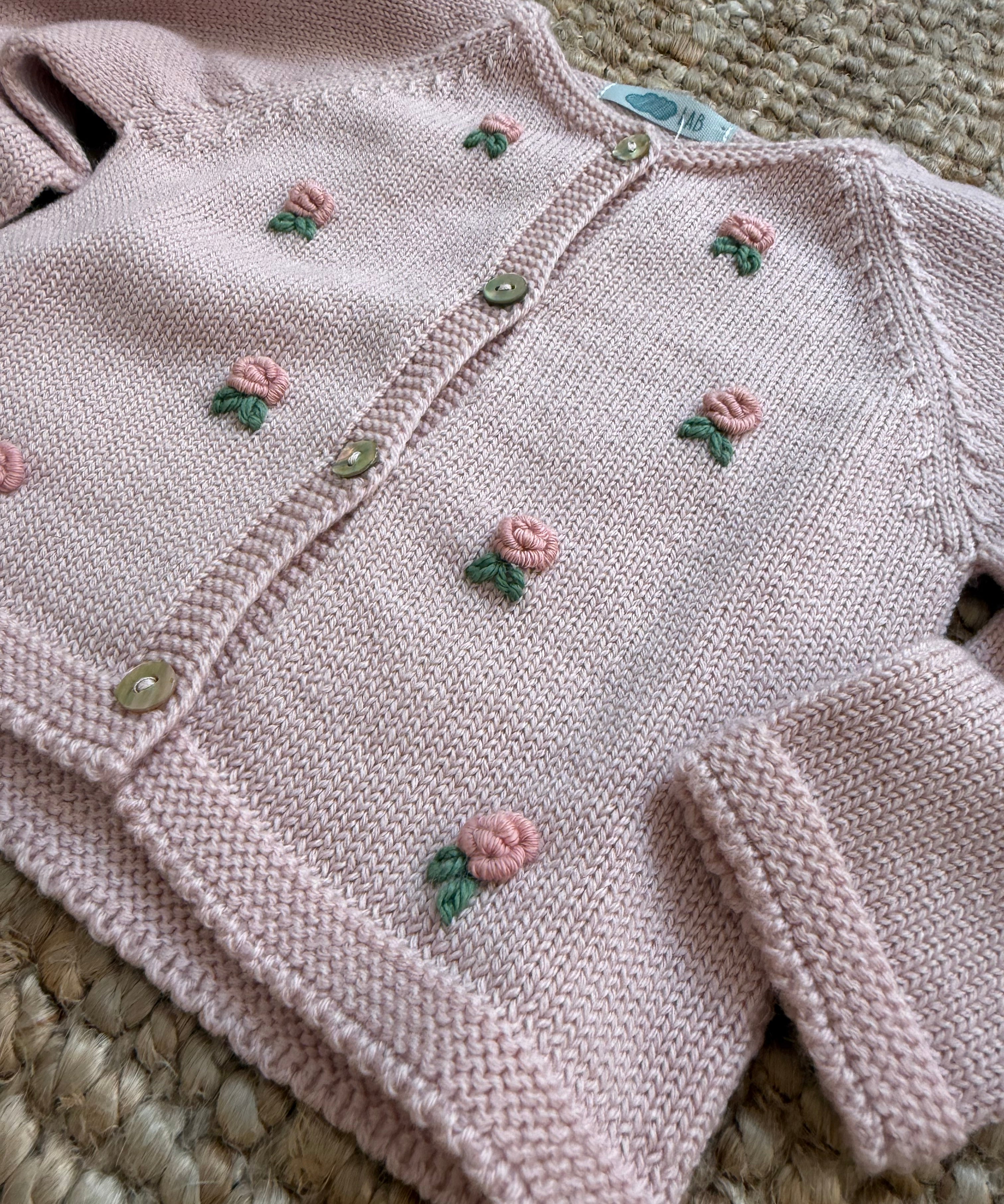 Cardigan rosa con ricamo a mano fiori Mi Lucero x LA NUVOLA LAB 24064