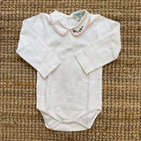 Body LAB Natale con colletto stondato ricamato con agrifoglio manica lunga