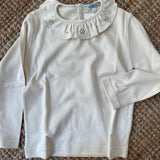 Polo LAB burro con colletto frill ricamato fiori