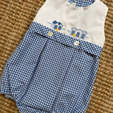 Pagliaccetto vichy blu e bianco ricamo cabine Mariella Ferrari PLD4BIS