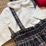 Gonna Louise tartan con ricamo e bretelline 37273 Kidiwi