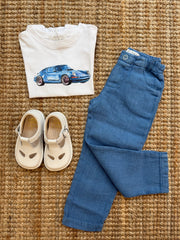 Pantalone azzurro in lino Mariella Ferrari PNC3