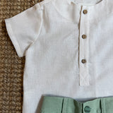 Camicia coreana mezza manica bianco B8980