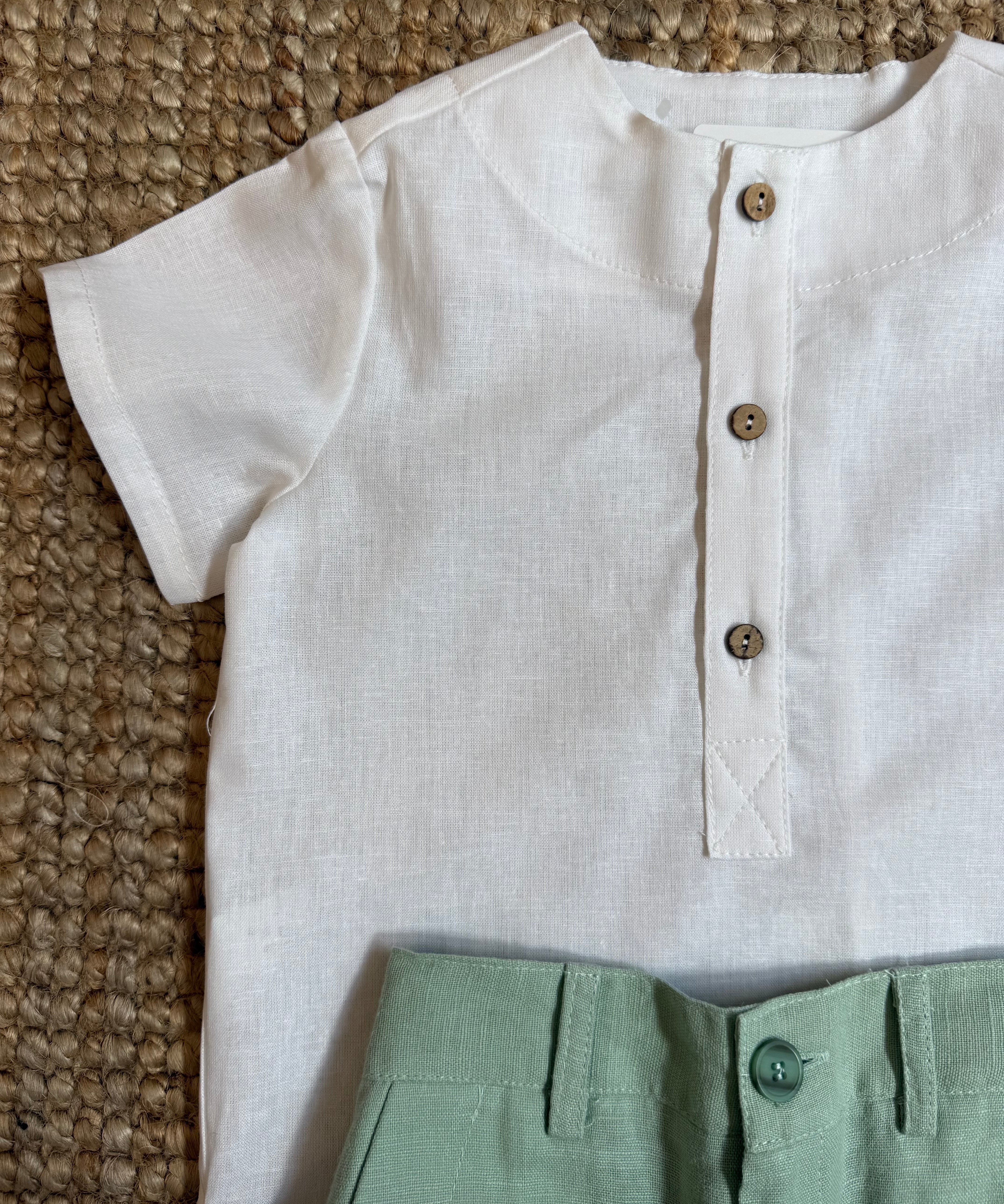 Camicia coreana mezza manica bianco B8980