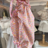 Costume LAB intero in cotone fiorellini rosa con fiocchi