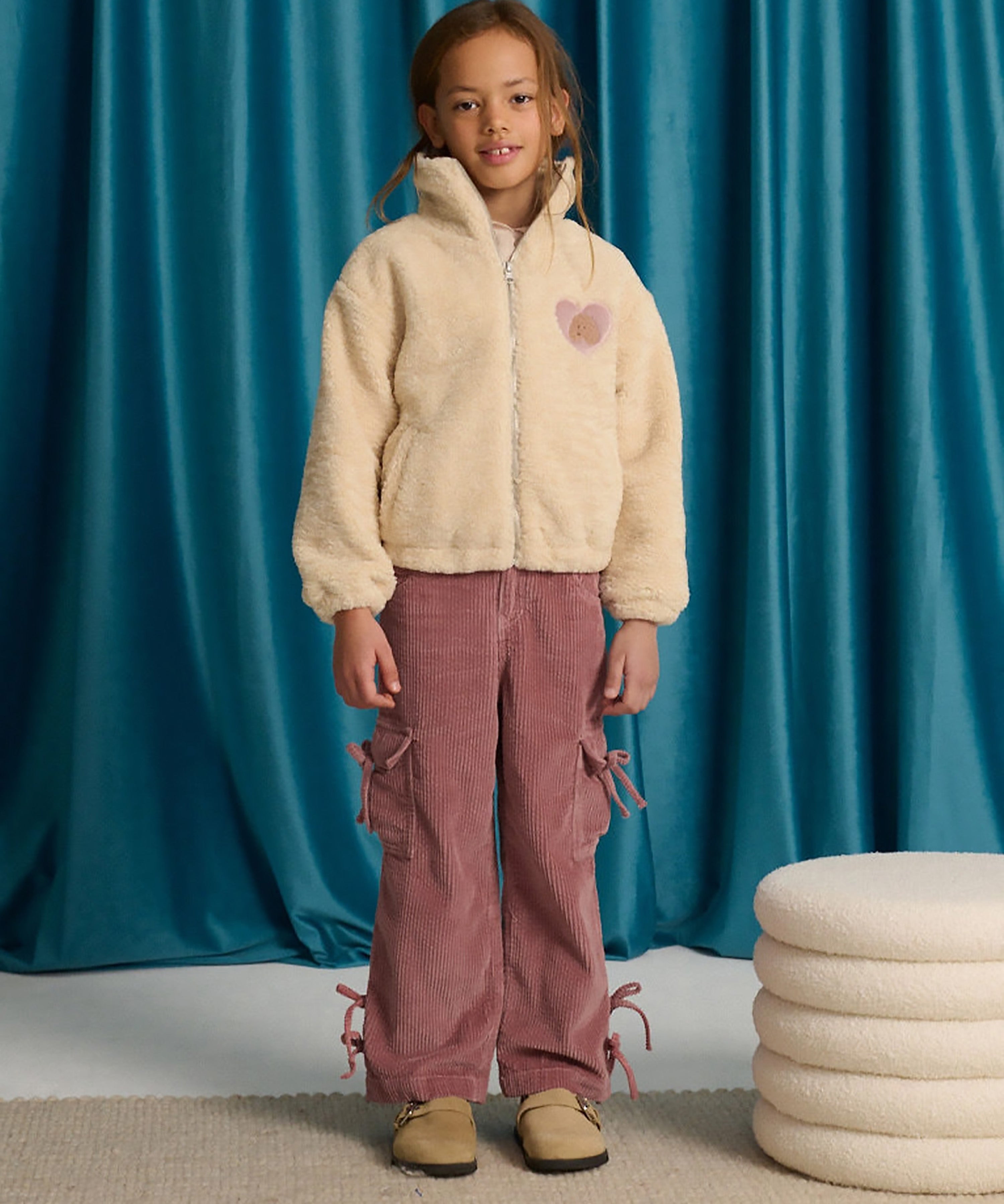 Pantalone rosa in velluto a costine con tasche laterali Gingersnaps GPA0564