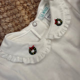 Body LAB Natale con colletto rouches ricamato con ghirlanda manica lunga