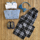 Pantalone ampio LAB tartan grigio blu