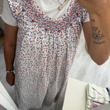 Abito LAB donna fiorellini punto smock con ricamo