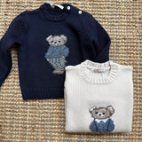 Maglione burro con orso ricamato a mano La Mascot 542102608