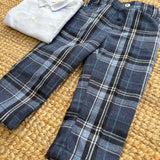 Pantalone in flanella tartan blu e azzurro Malvi F26B210PNNC
