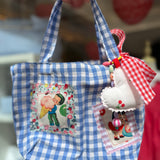 Borsa LAB vichy azzurro e bianco patchwork
