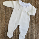 Tutina newborn collo frill latte fiori ricamate a mano Mi Lucero x LA NUVOLA LAB 26271