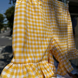 Shorts LAB frill vichy giallo e bianco