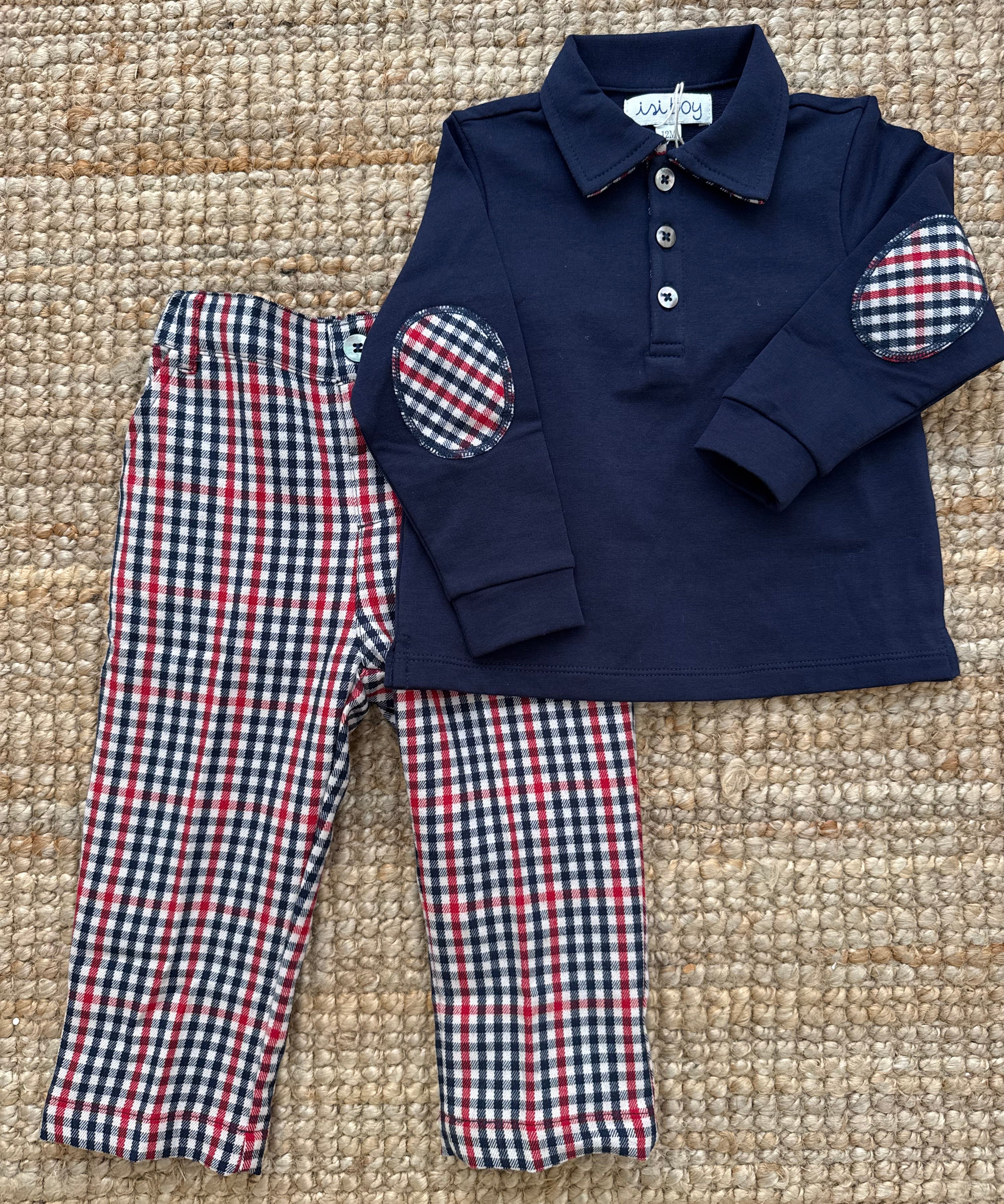 Polo blu con dettagli tartan Malvi F26B207CAII