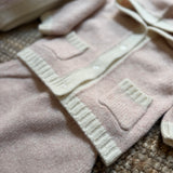Completo giacca con cappuccio e ghettine mélange rosa e burro I Ferrarini 2511/406 2601/027