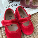 Ballerine in velluto rosso con bottone Batilas 17351