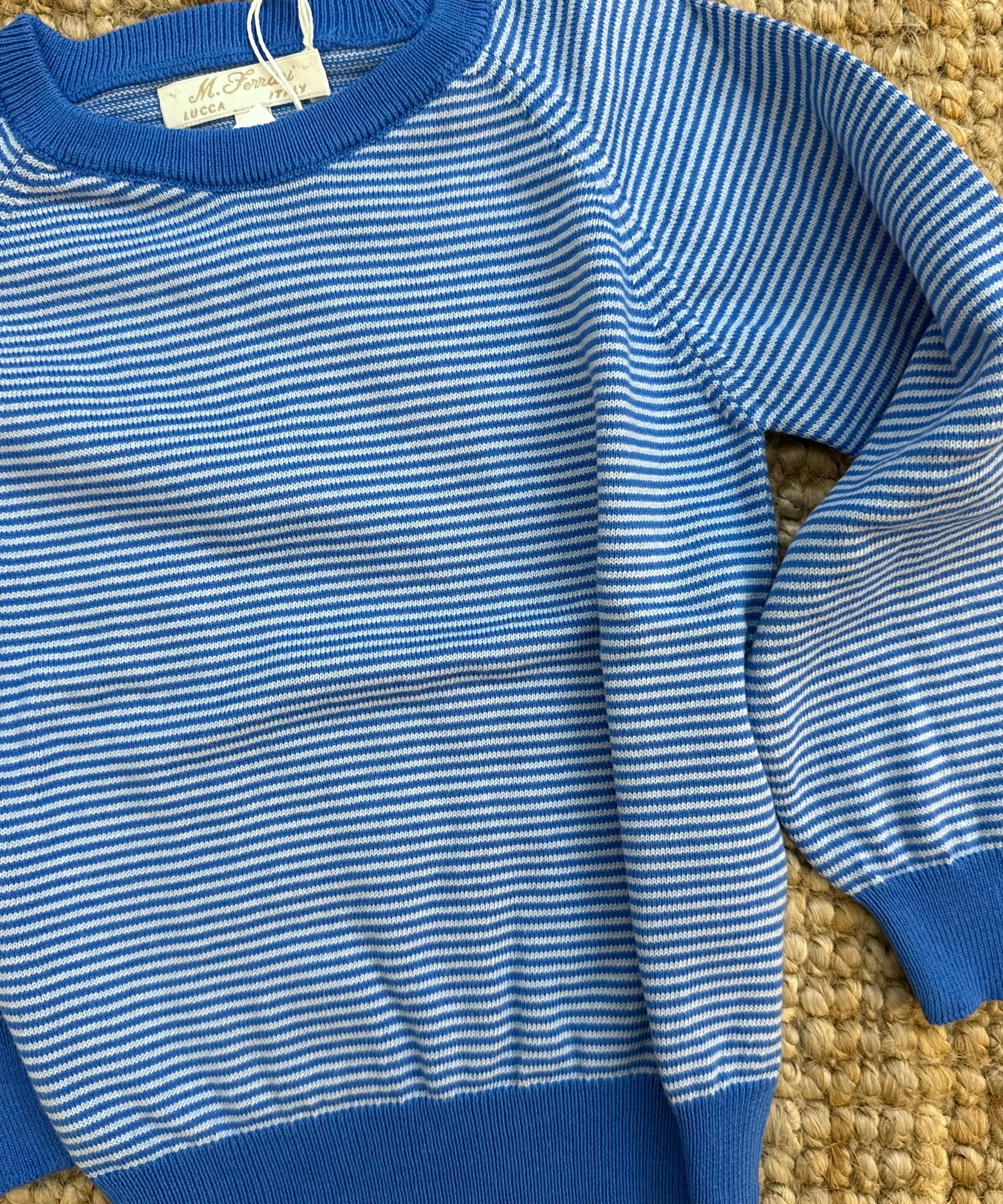 Maglioncino girocollo righine azzurro Mariella Ferrari MAG7
