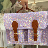 Borsa cartella grande con tracolla lilla con fiorellini Naj-Oleari