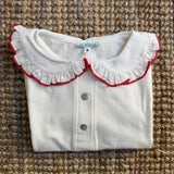 Polo LAB latte con colletto rotondo frill rosso