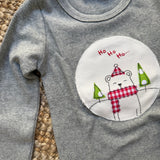 T-shirt LAB grigio mélange ricamo e patch natalizia