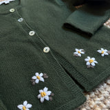 Cardigan misto cashmere verde ricamato a mano Mariella Ferrari MGC3