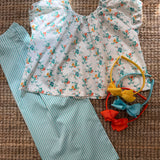 Pantalone Ginny LAB riga bianco e tiffany