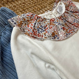 T-shirt in jersey con colletto fantasia fiorellini IN26036