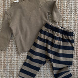 Completo maglioncino collo cratere e pantalone rigoni caramello/antracite  138310 138404 Time to Bloom