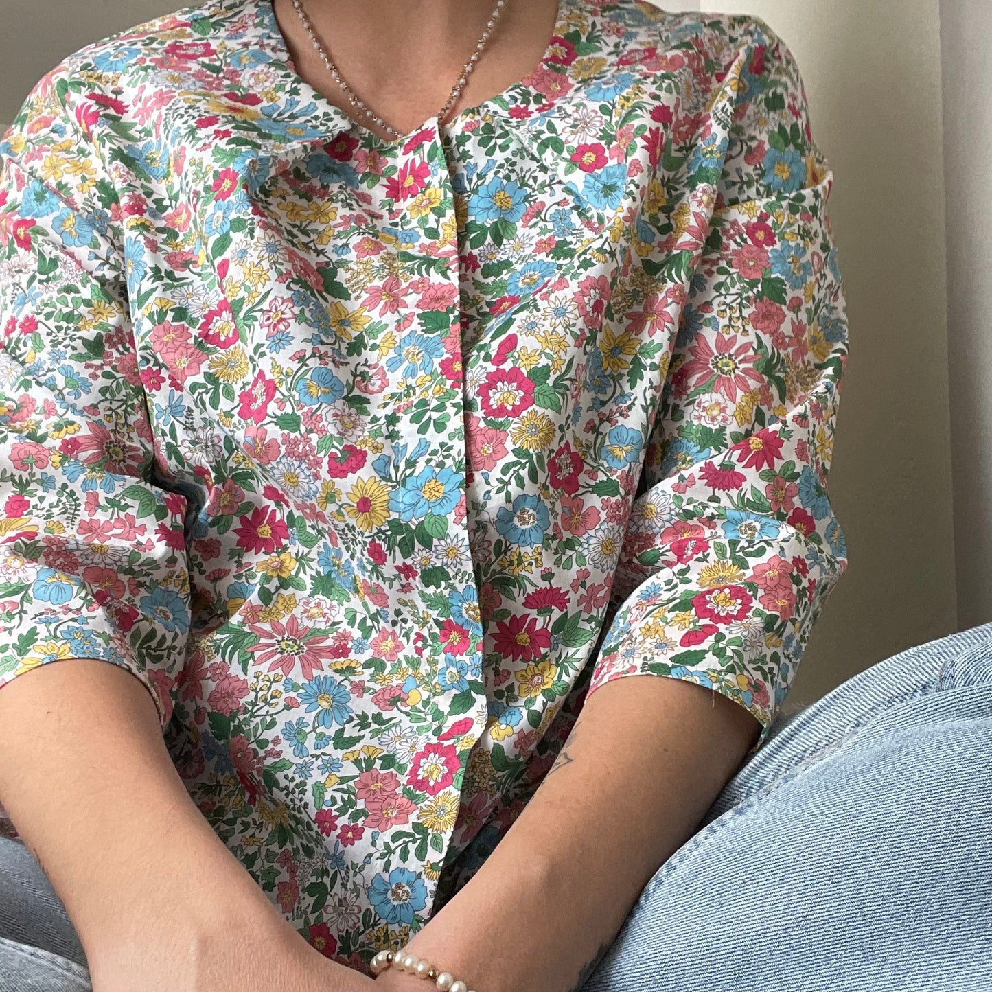 Camicia LAB donna bottoni fantasia fiorellini multicolor